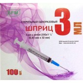 Шприц СФМ 3х комп 3мл №100