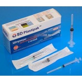 Шприц BD пластипак 3х комп 5мл №10  (22G 0,7x30 черн 301968)